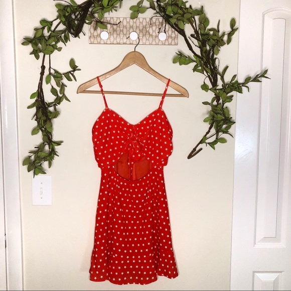 ❎SOLD NWOT Shein Red Bow Dress Knotted Front Stars - Picture 5 of 8